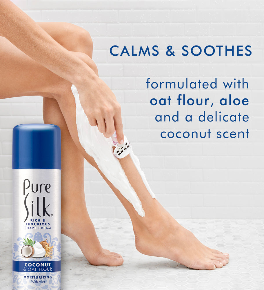 Pure Silk Coconut & Oat Flour Shave Cream, 7.25 Ounces (Pack of 6)