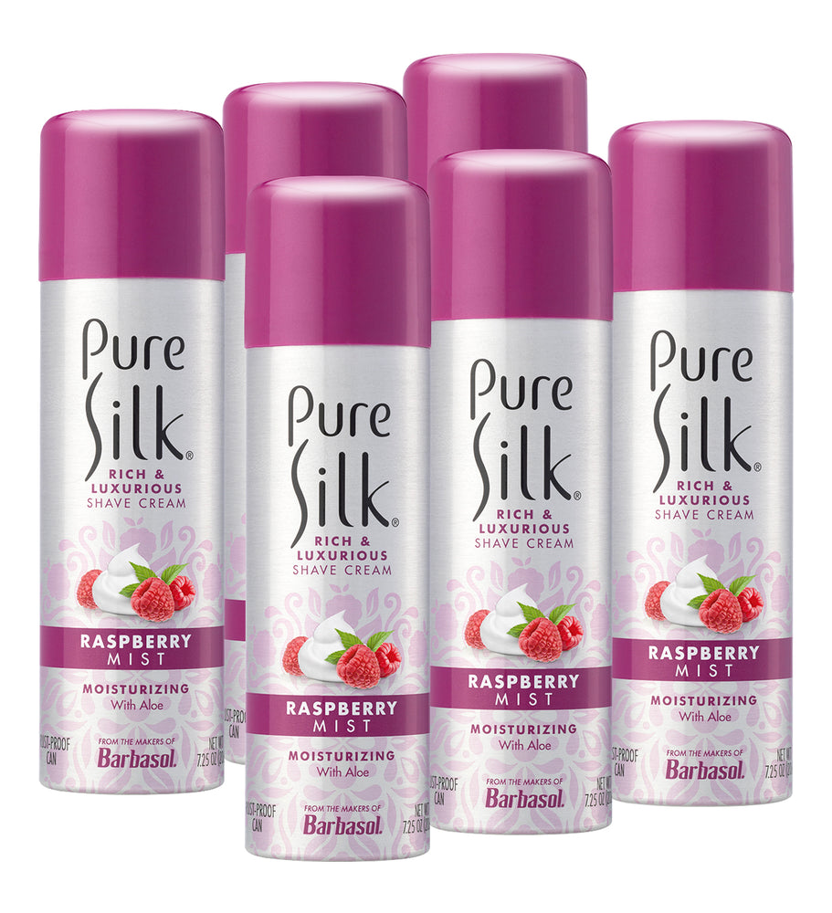 Pure Silk Raspberry Mist Shave Cream, 7.25 Ounces (Pack of 6)
