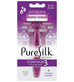 Pure Silk Contour 3 Premium Disposable Razors, 4 Count