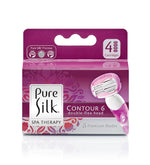 Pure Silk Contour 6 Razor Blade Cartridge Refill Pack, 4 Count