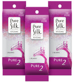 Pure Silk Pure 2 Disposable Razor Value Pack Bundle (3 Packs/30 Total Razors)